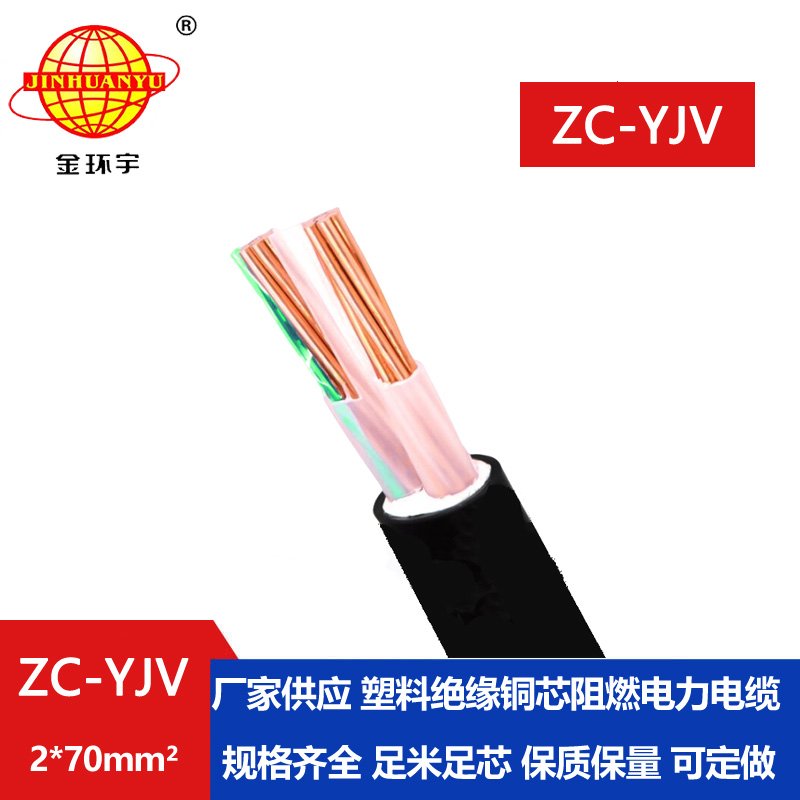 金环宇电线电缆 铜芯 yjv电缆ZC-YJV 2X70平方 yjv阻燃