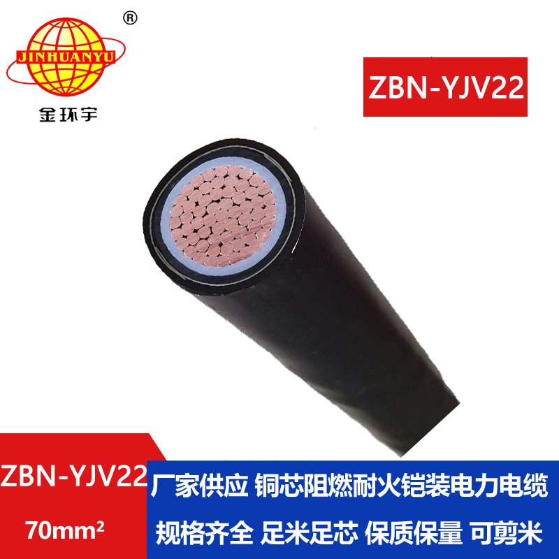 金环宇电线电缆 b类阻燃耐火铠装电缆ZBN-YJV22-70平方 yjv22电缆